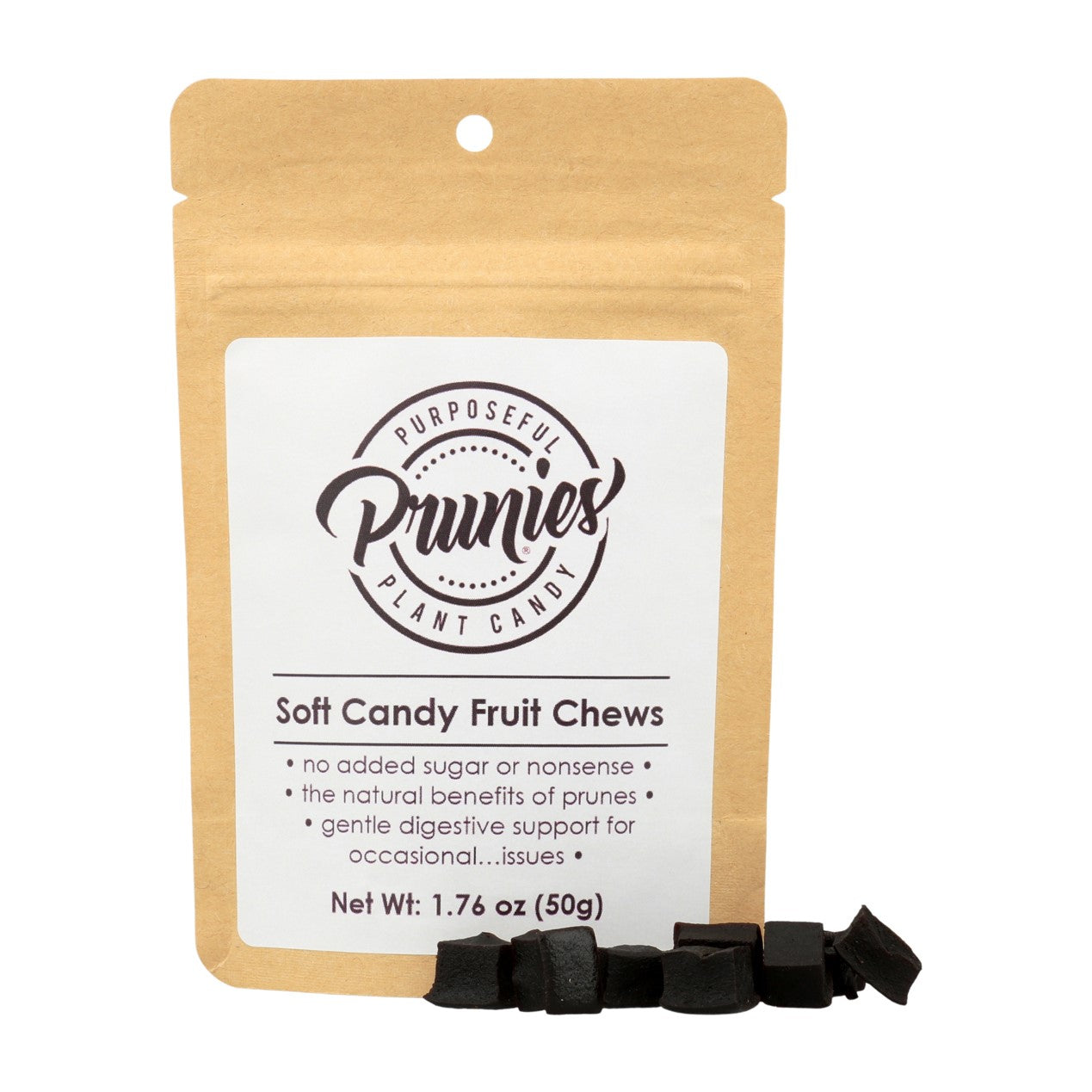 Prunies Original pouch with candy showing